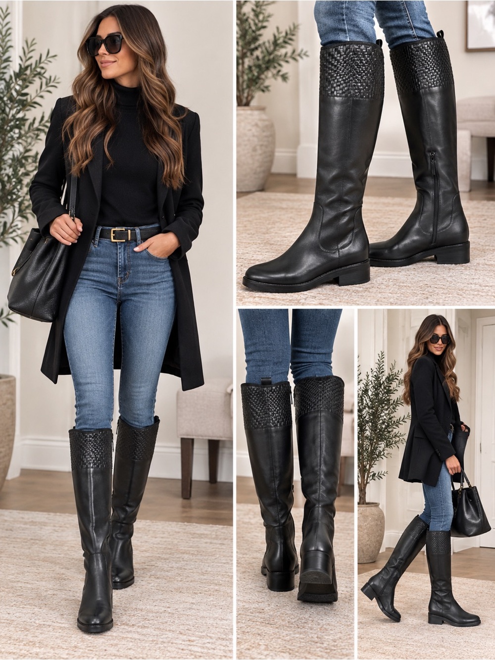 Cole Haan Women's Hampshire
Riding Boot Equestrian, Black Leather Size 6.5B
